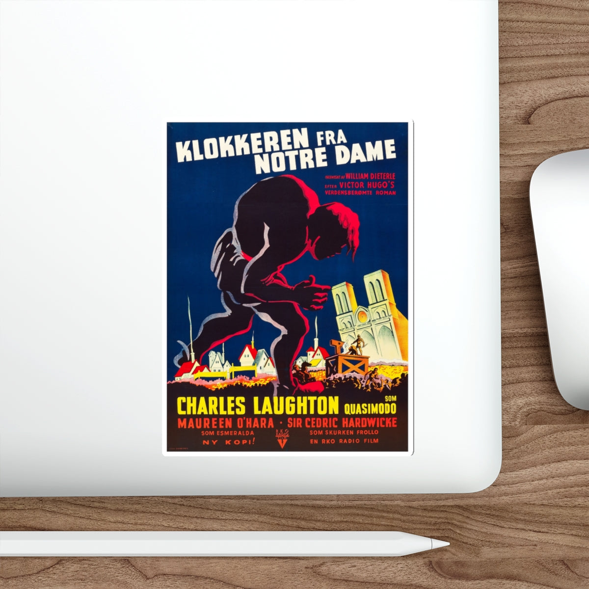 THE HUNCHBACK OF NOTRE DAME (DANISH) 1939 Movie Poster STICKER Vinyl Die-Cut Decal-The Sticker Space