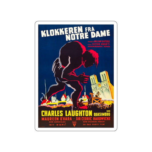 THE HUNCHBACK OF NOTRE DAME (DANISH) 1939 Movie Poster STICKER Vinyl Die-Cut Decal-White-The Sticker Space