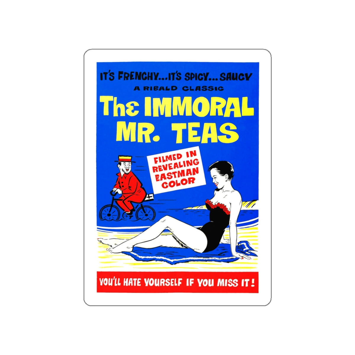 THE IMMORAL MR. TEAS 1959 Movie Poster STICKER Vinyl Die-Cut Decal-White-The Sticker Space