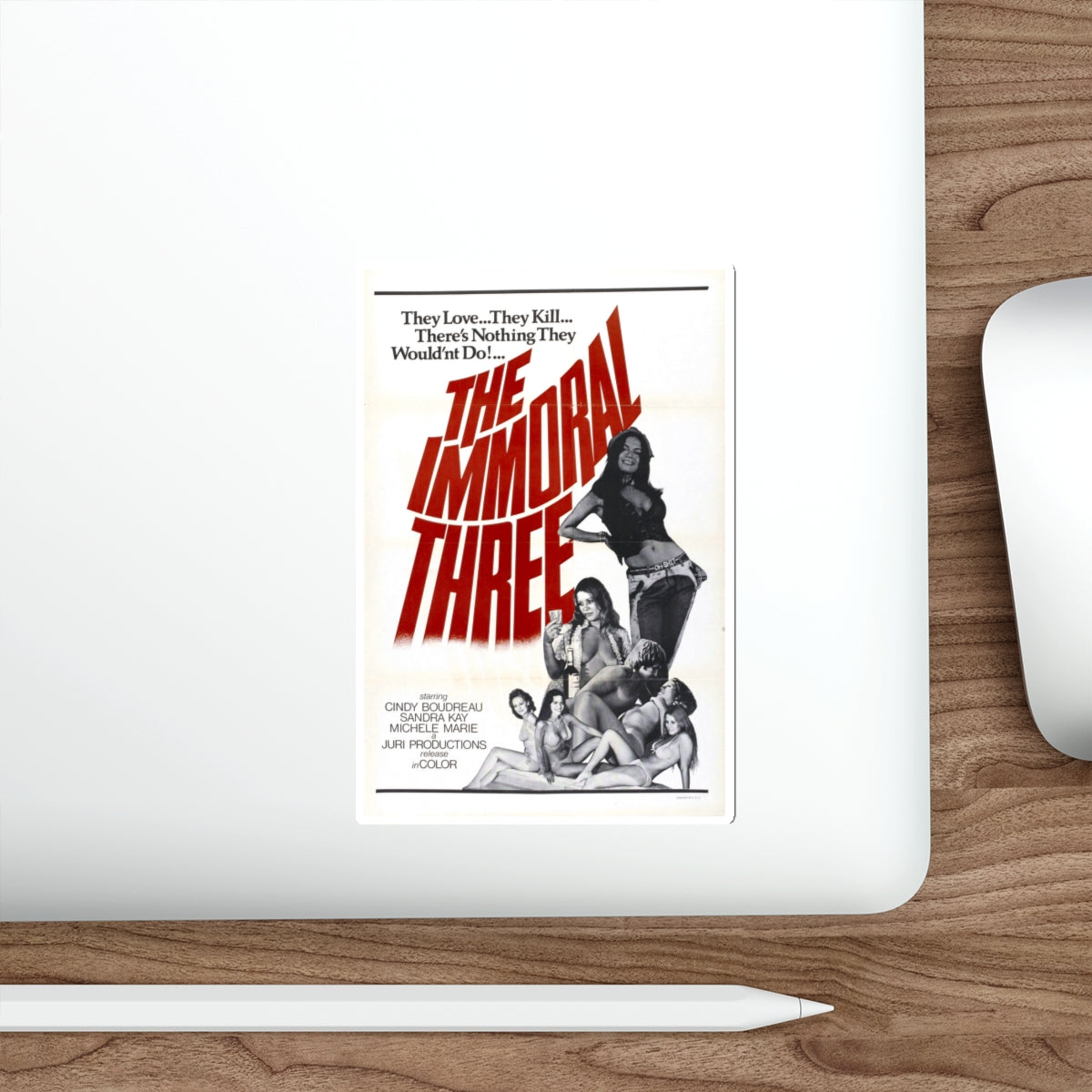 THE IMMORAL THREE 1975 Movie Poster STICKER Vinyl Die-Cut Decal-The Sticker Space