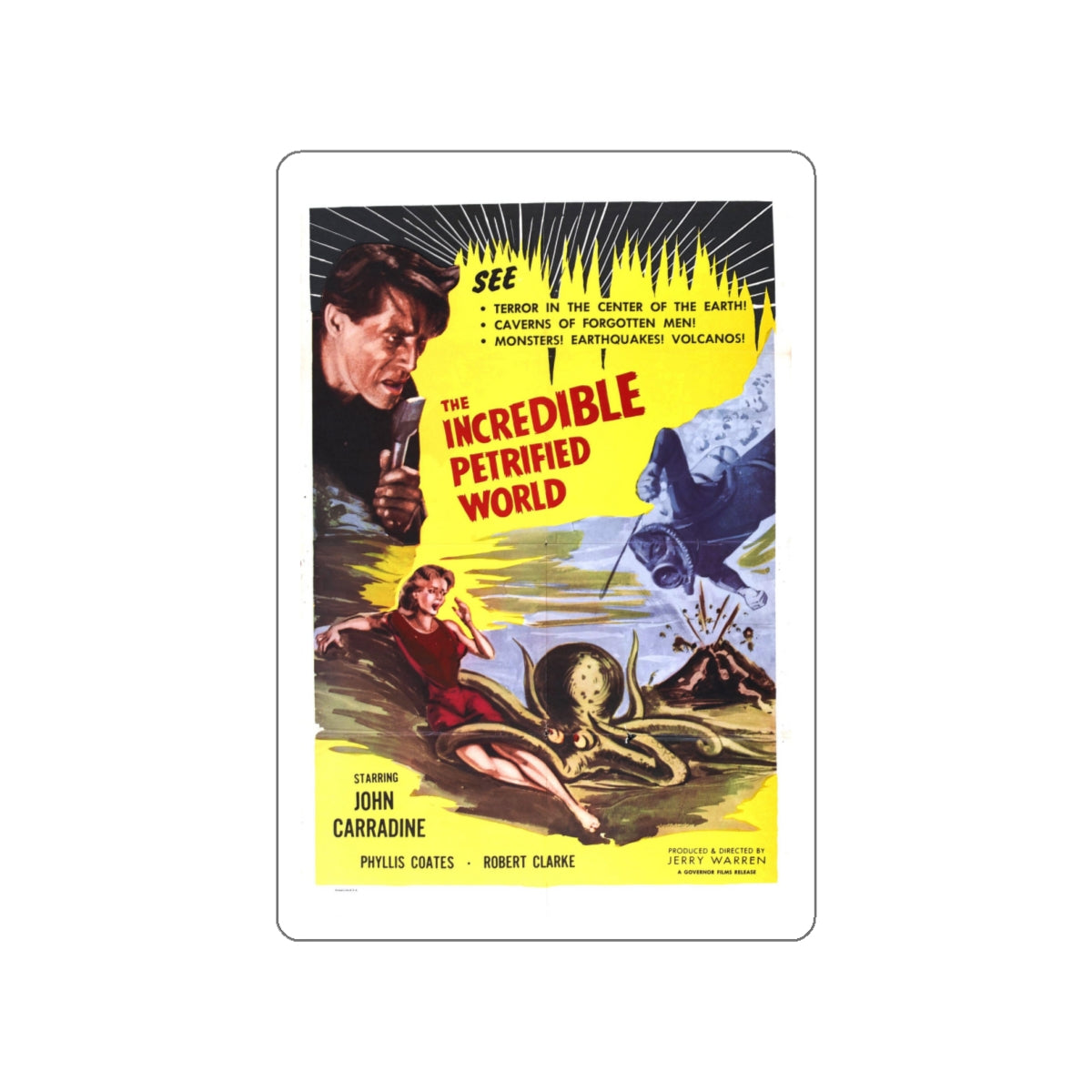 THE INCREDIBLE PETRIFIED WORLD 1959 Movie Poster STICKER Vinyl Die-Cut Decal-White-The Sticker Space