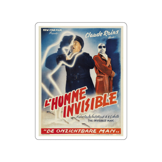 THE INVISIBLE MAN (BELGIAN) 1933 Movie Poster STICKER Vinyl Die-Cut Decal-White-The Sticker Space
