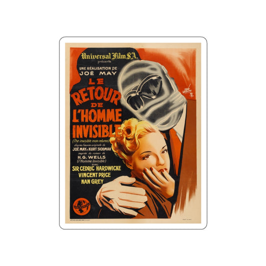 THE INVISIBLE MAN RETURNS (FRENCH) 1940 Movie Poster STICKER Vinyl Die-Cut Decal-White-The Sticker Space