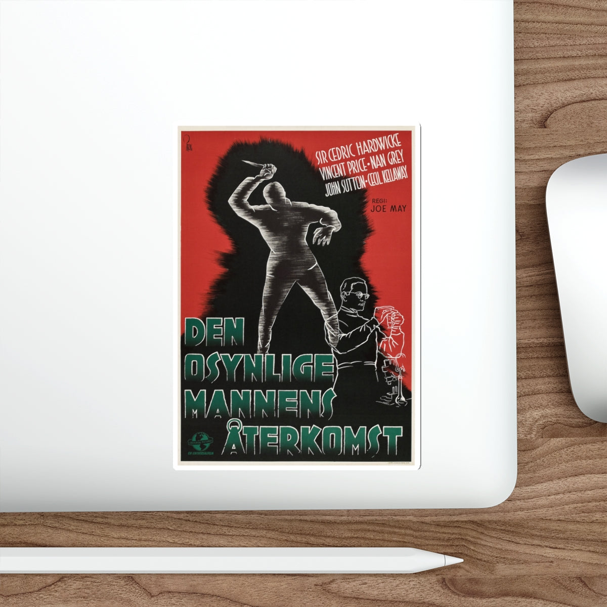 THE INVISIBLE MAN RETURNS (SWEDISH) 1940 Movie Poster STICKER Vinyl Die-Cut Decal-The Sticker Space