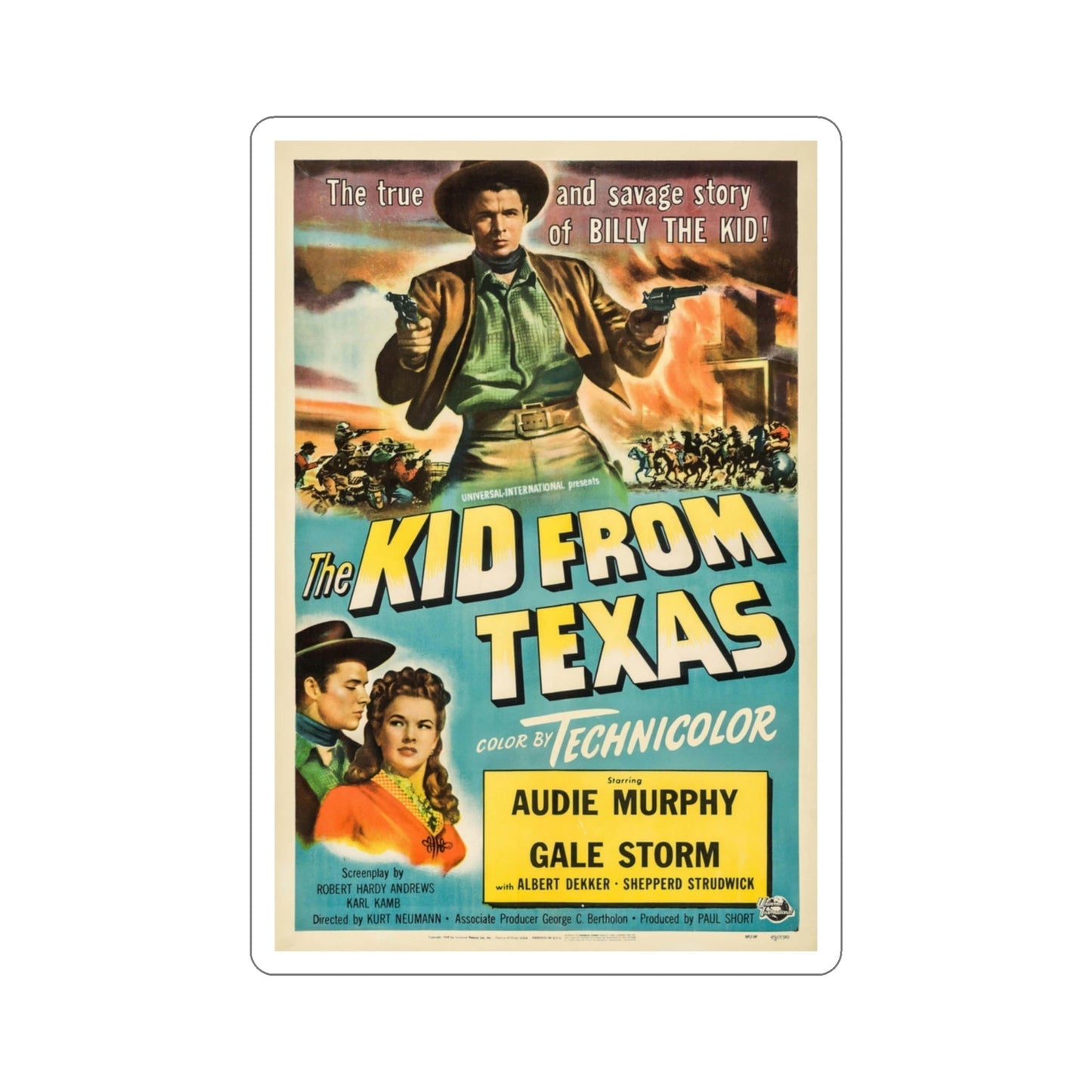 The Kid from Texas 1950 Movie Poster STICKER Vinyl Die-Cut Decal-3 Inch-The Sticker Space
