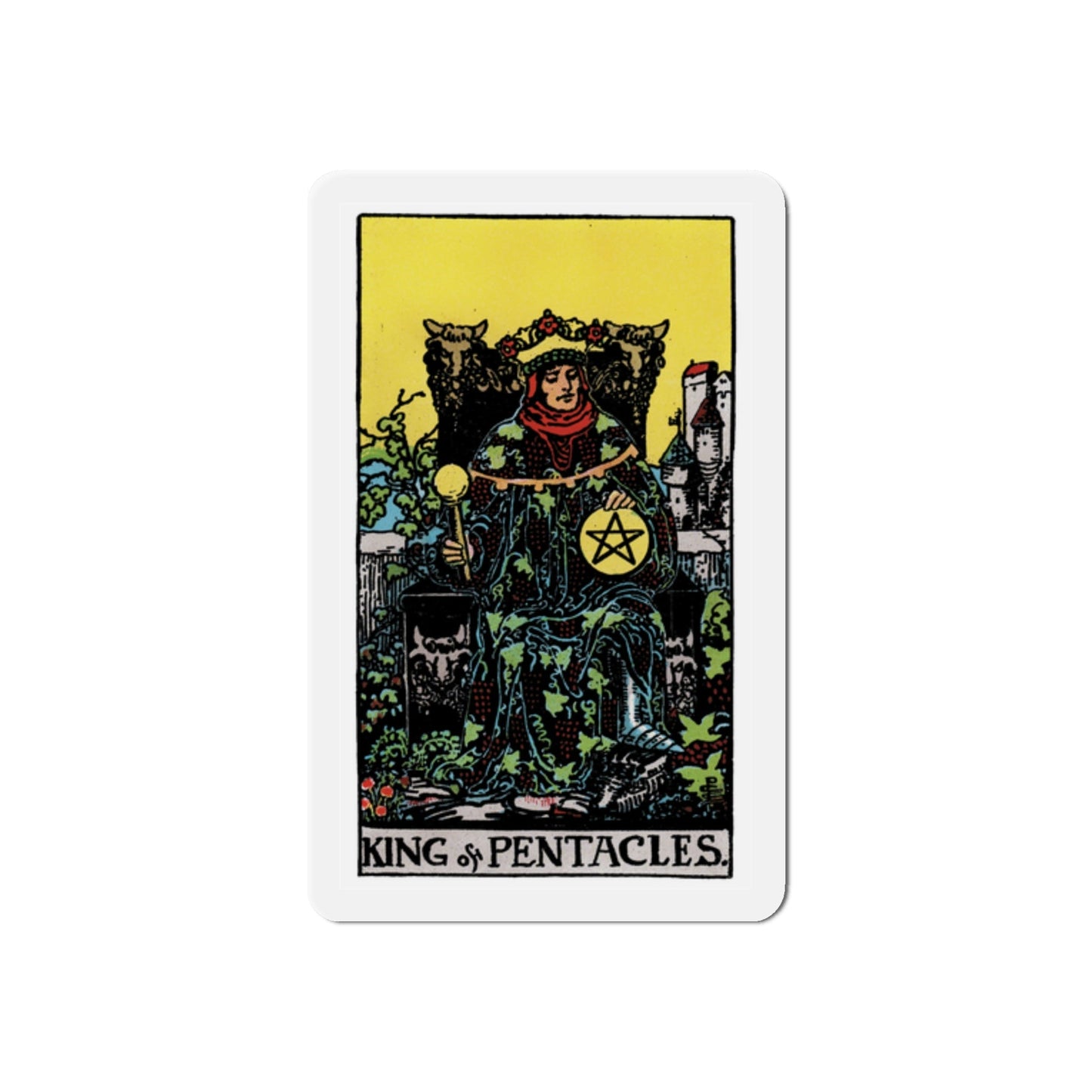The King of Pentacles (Tarot Card) Die-Cut Magnet-2 Inch-The Sticker Space