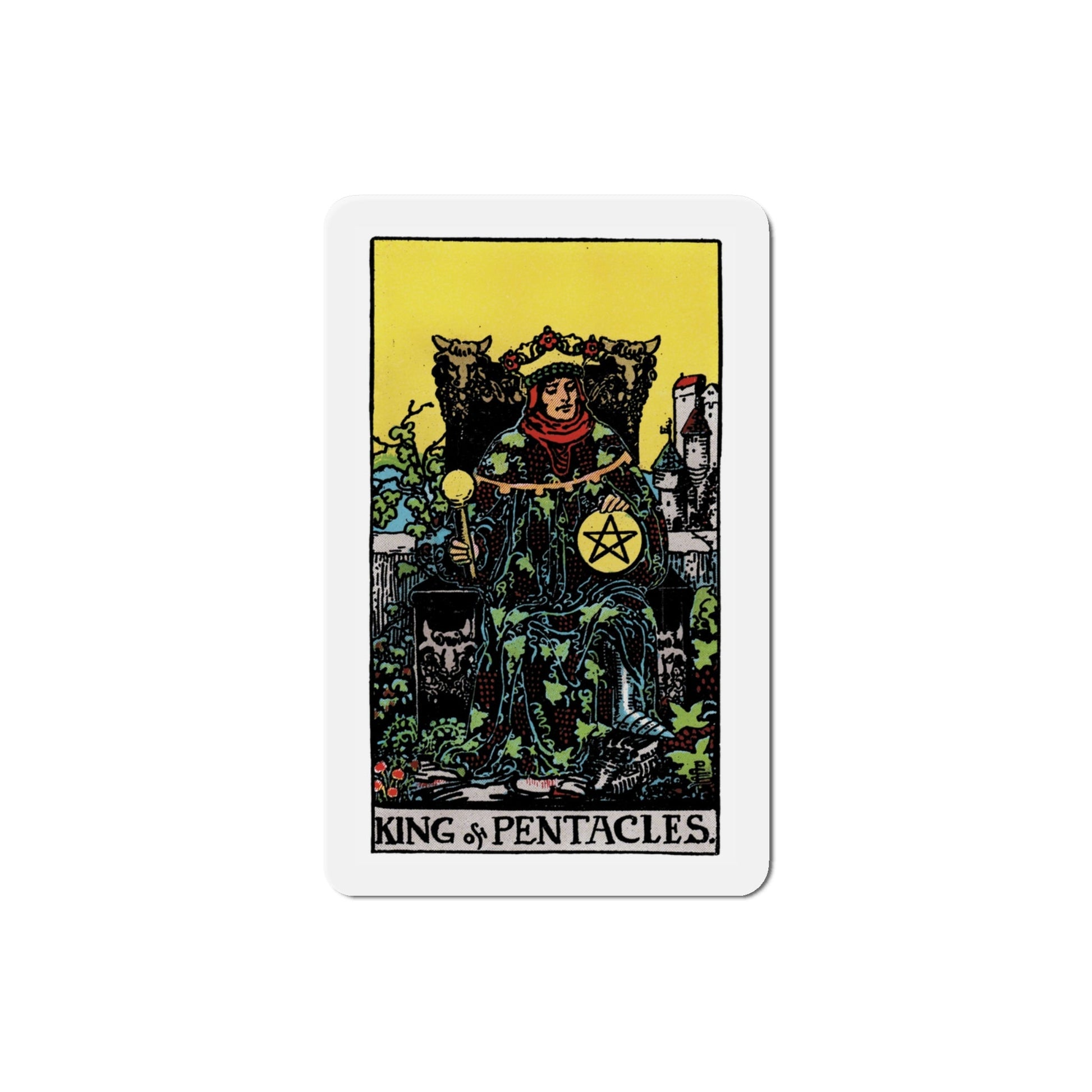 The King of Pentacles (Tarot Card) Die-Cut Magnet-4 Inch-The Sticker Space