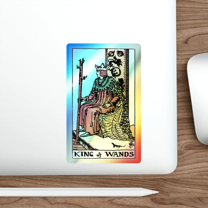 The King of Wands (Tarot Card) Holographic STICKER Die-Cut Vinyl Decal-The Sticker Space