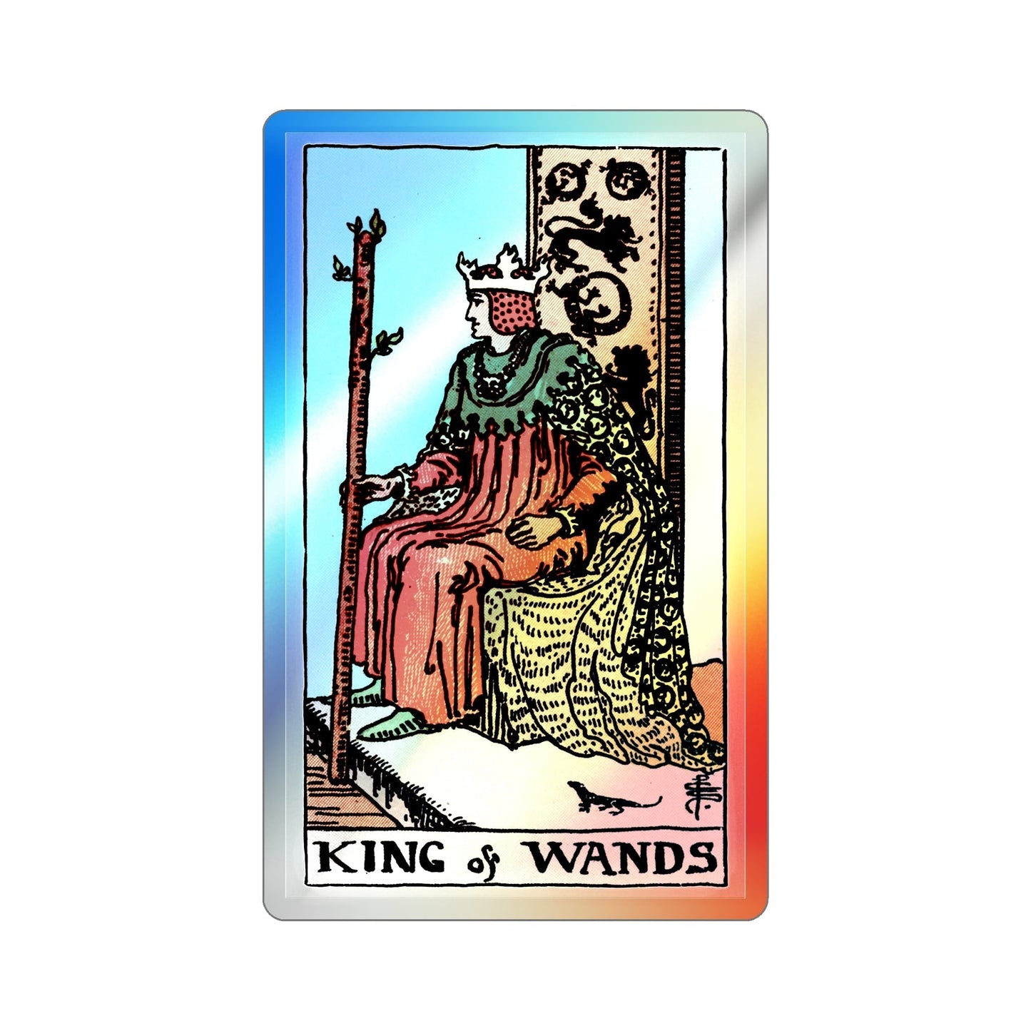 The King of Wands (Tarot Card) Holographic STICKER Die-Cut Vinyl Decal-3 Inch-The Sticker Space