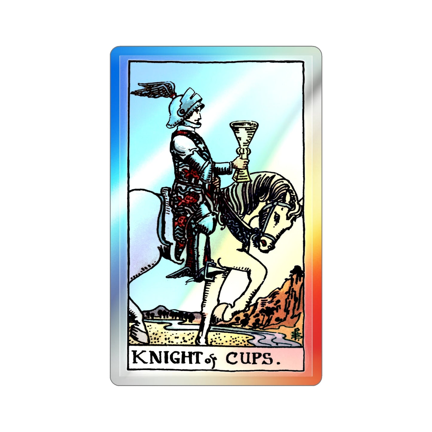 The Knight of Cups (Tarot Card) Holographic STICKER Die-Cut Vinyl Decal-2 Inch-The Sticker Space