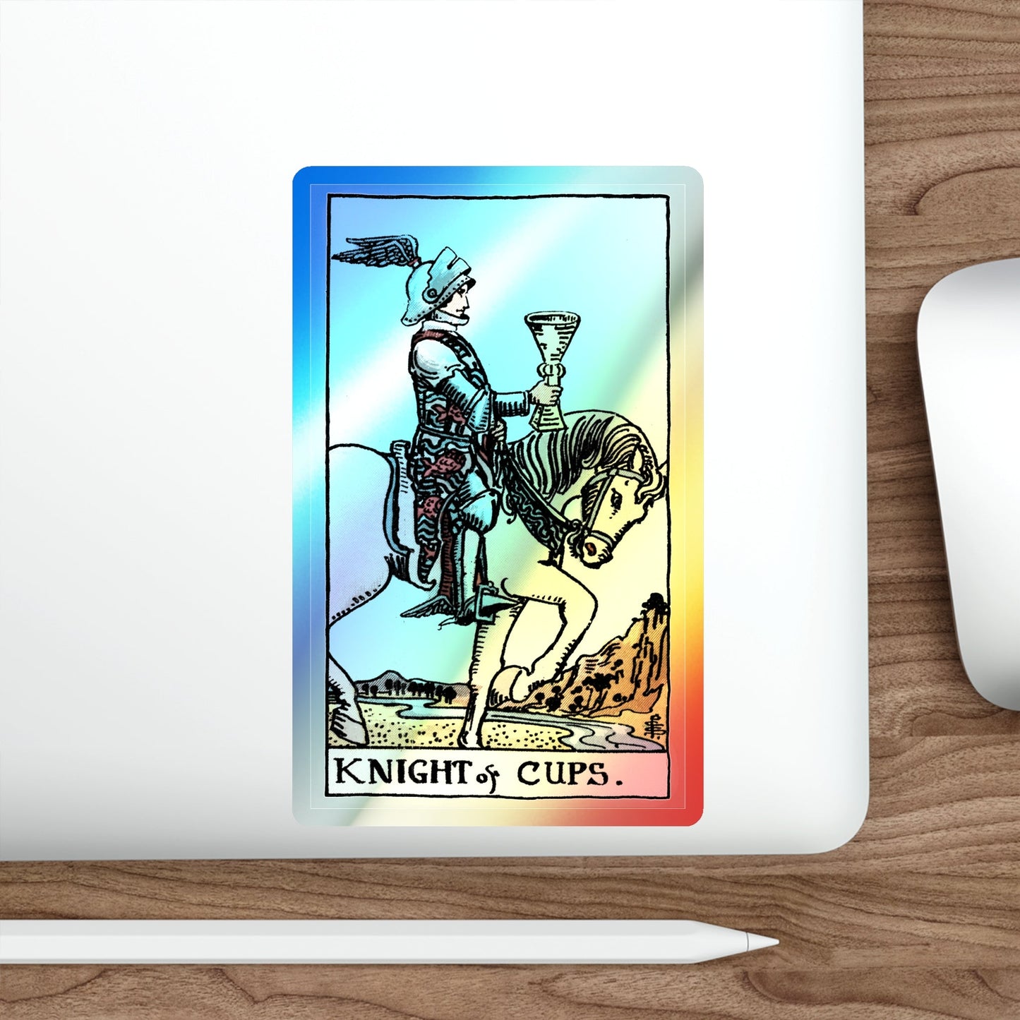 The Knight of Cups (Tarot Card) Holographic STICKER Die-Cut Vinyl Decal-The Sticker Space