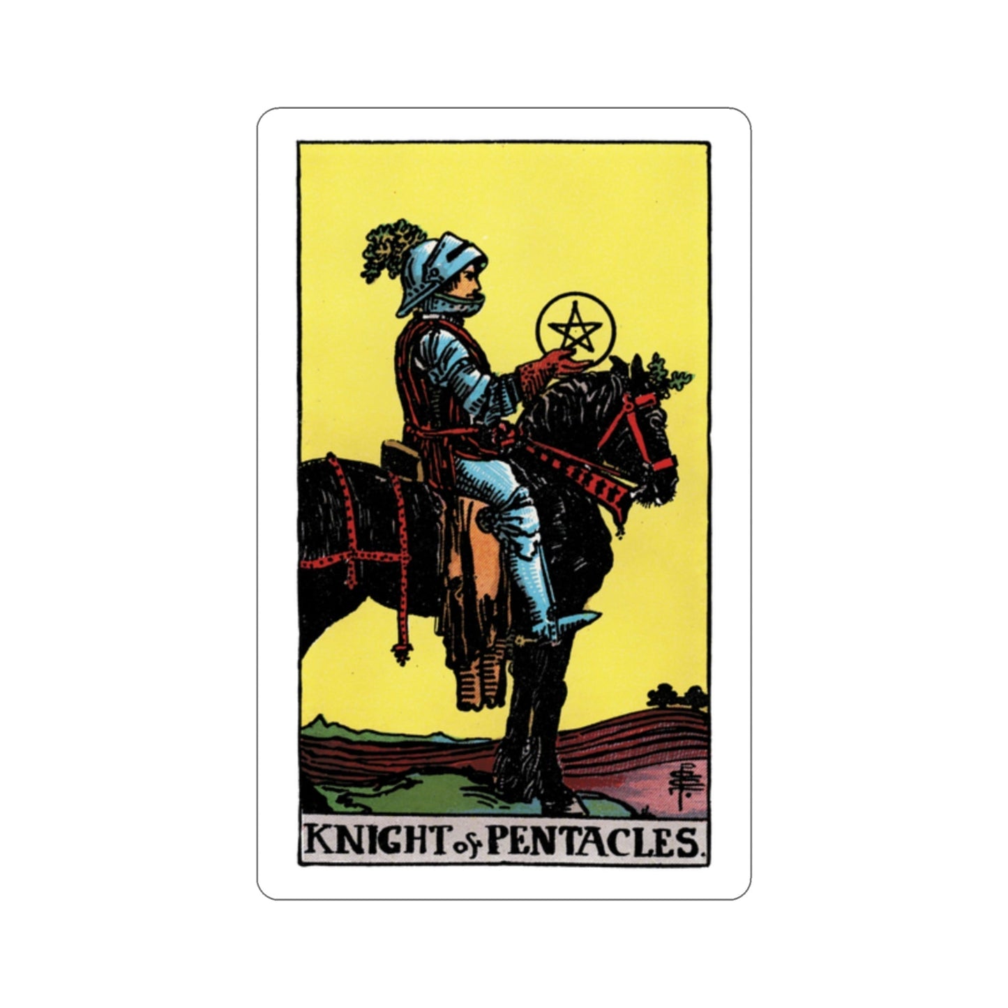 The Knight of Pentacles (Rider Waite Tarot Deck) STICKER Vinyl Die-Cut Decal-2 Inch-The Sticker Space