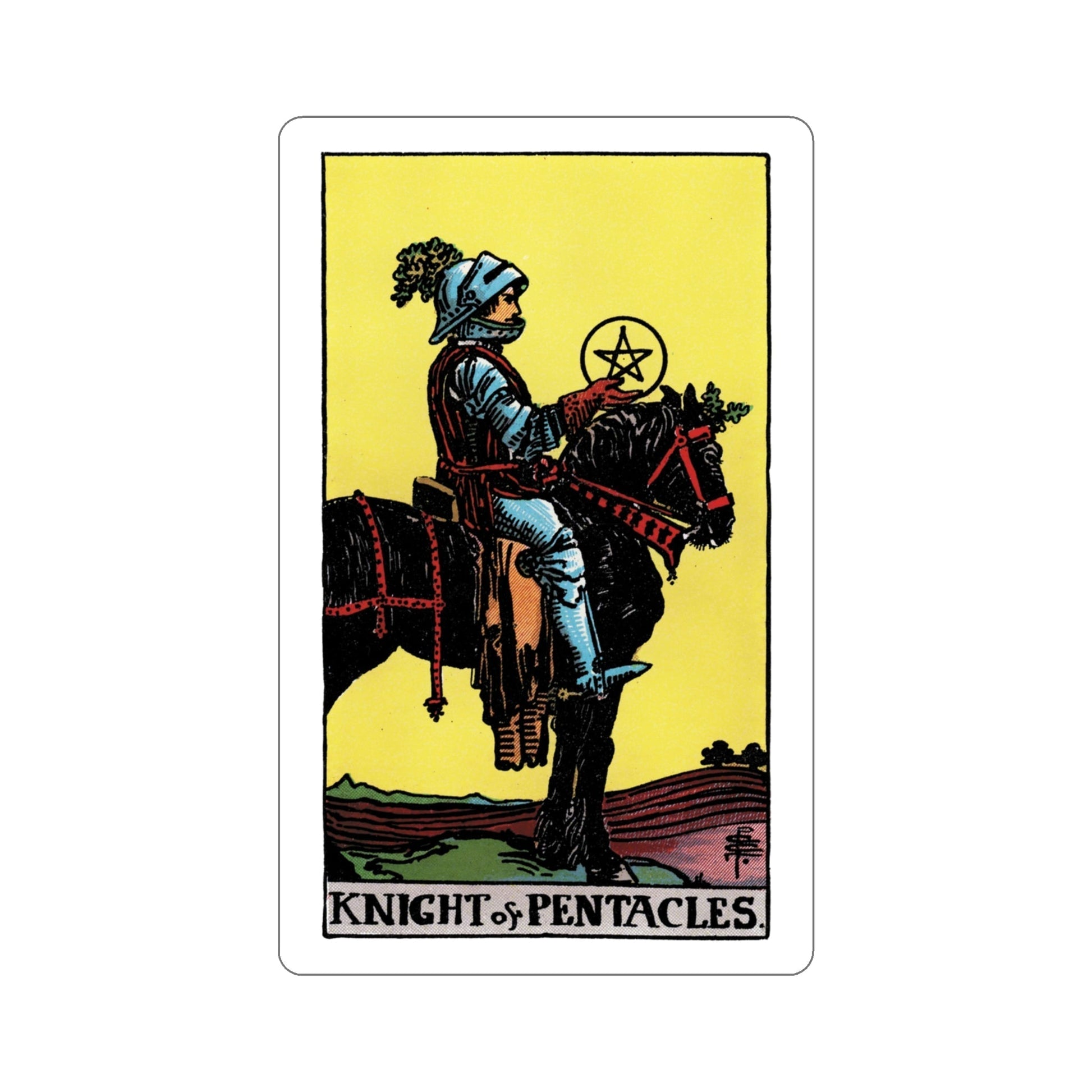 The Knight of Pentacles (Rider Waite Tarot Deck) STICKER Vinyl Die-Cut Decal-4 Inch-The Sticker Space