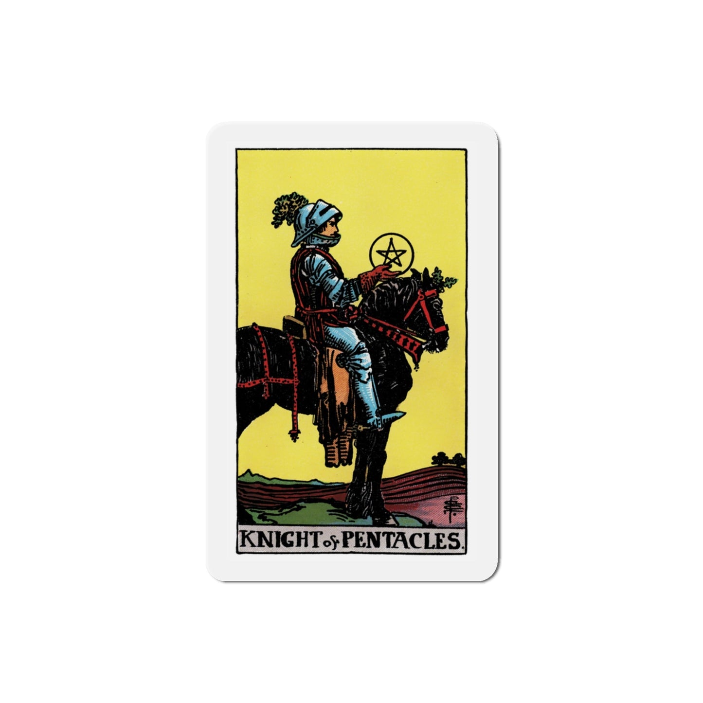 The Knight of Pentacles (Tarot Card) Die-Cut Magnet-3 Inch-The Sticker Space