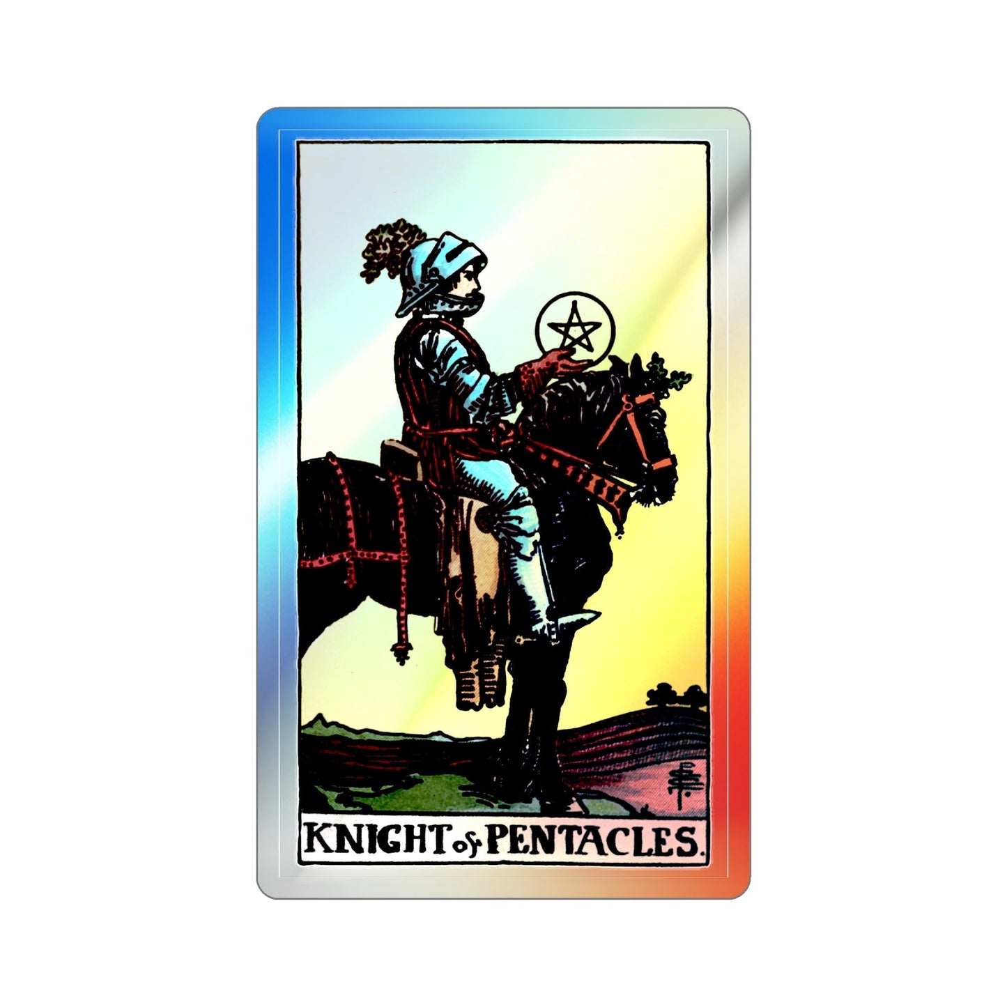 The Knight of Pentacles (Tarot Card) Holographic STICKER Die-Cut Vinyl Decal-2 Inch-The Sticker Space