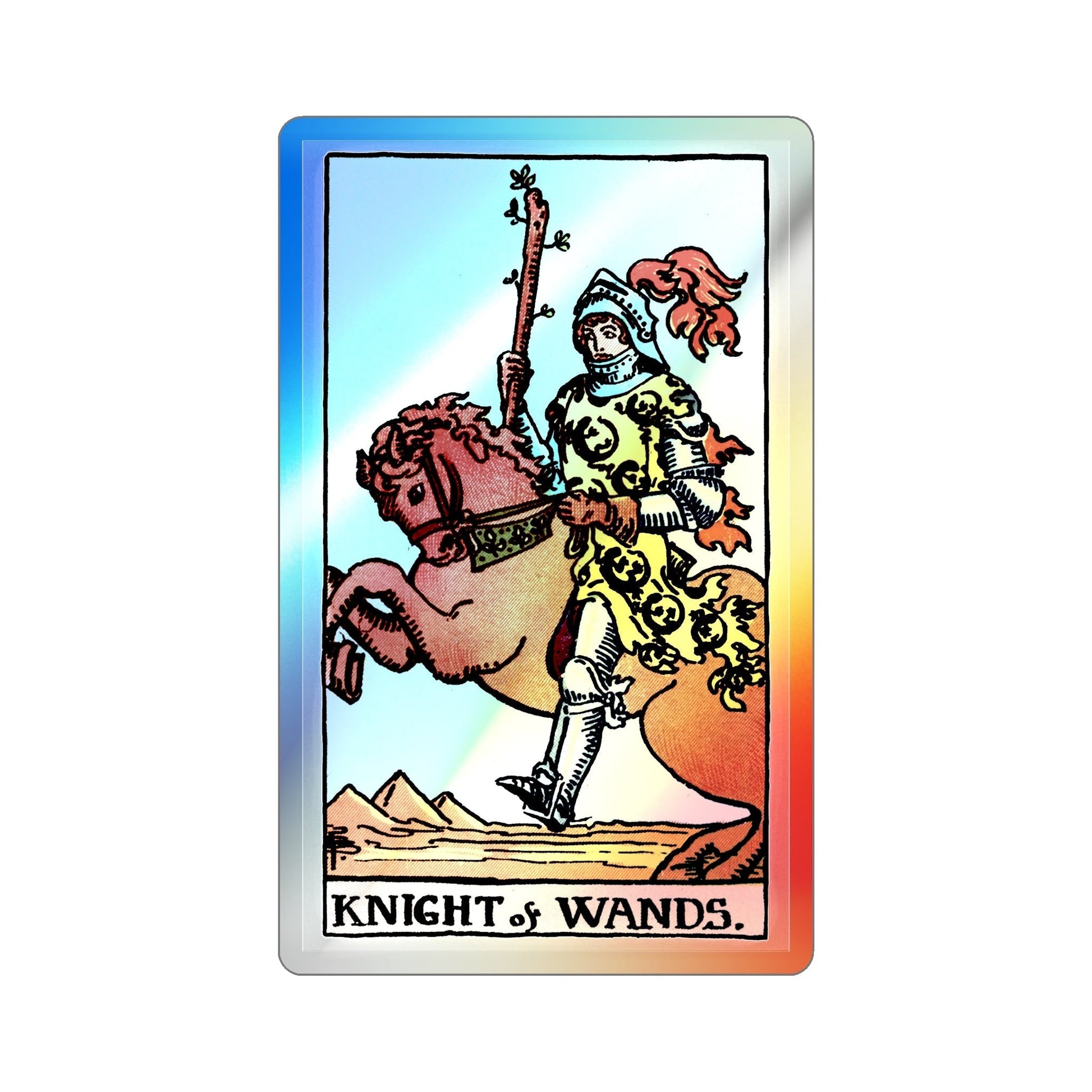 The Knight of Wands (Tarot Card) Holographic STICKER Die-Cut Vinyl Decal-3 Inch-The Sticker Space