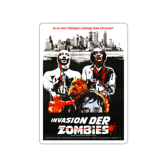 THE LIVING DEAD AT THE MANCHESTER MORGUE (GERMAN) 1974 Movie Poster STICKER Vinyl Die-Cut Decal-White-The Sticker Space