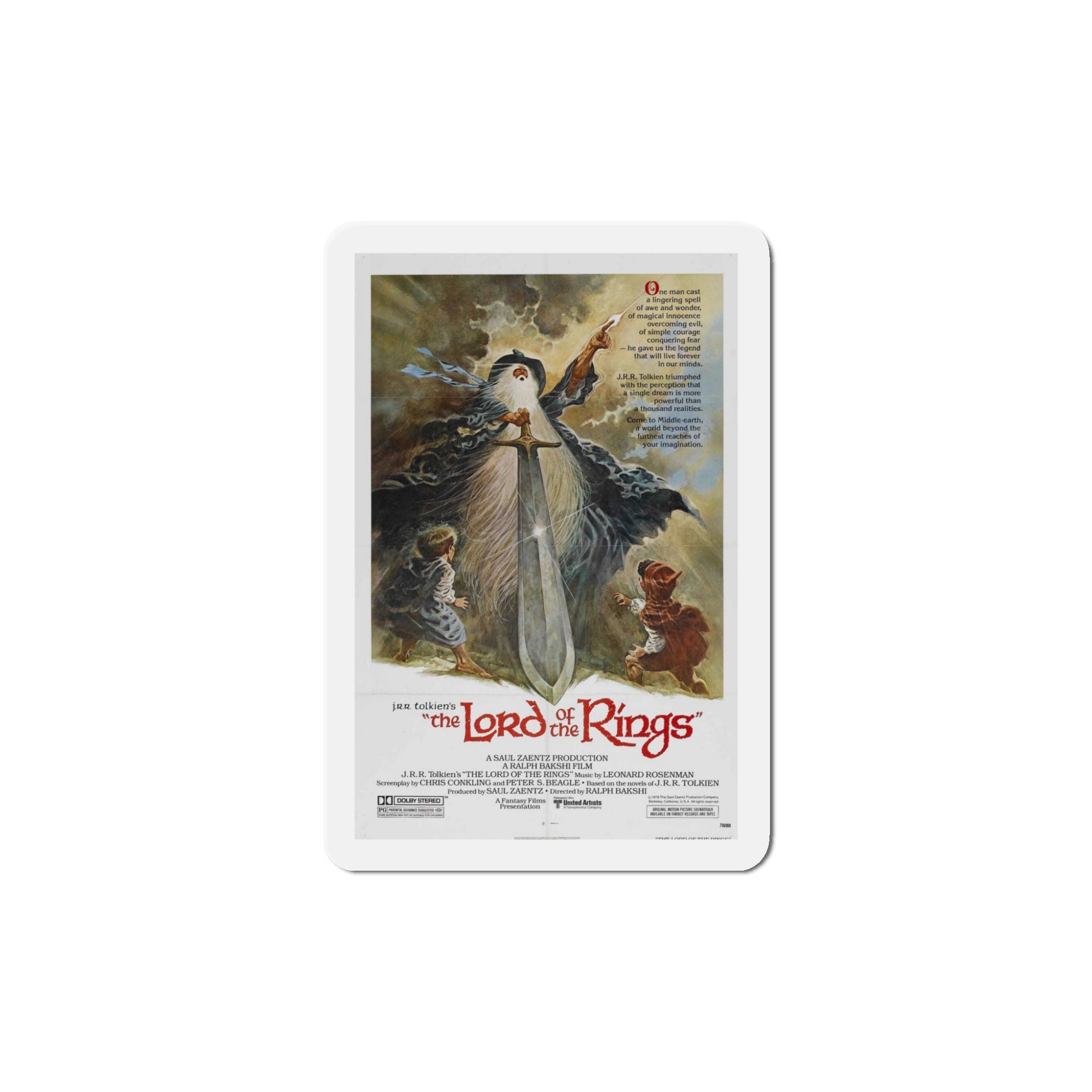 The Lord of the Rings 1978 Movie Poster Die-Cut Magnet-5" x 5"-The Sticker Space