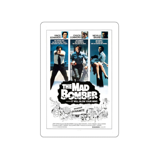 THE MAD BOMBER 1973 Movie Poster STICKER Vinyl Die-Cut Decal-White-The Sticker Space