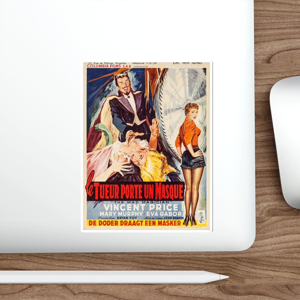 THE MAD MAGICIAN (BELGIAN) 1954 Movie Poster STICKER Vinyl Die-Cut Decal-The Sticker Space