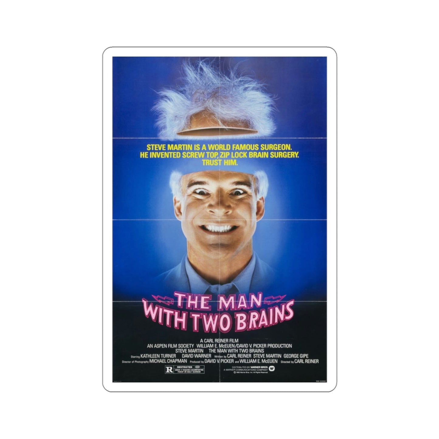The Man with Two Brains 1983 Movie Poster STICKER Vinyl Die-Cut Decal-3 Inch-The Sticker Space