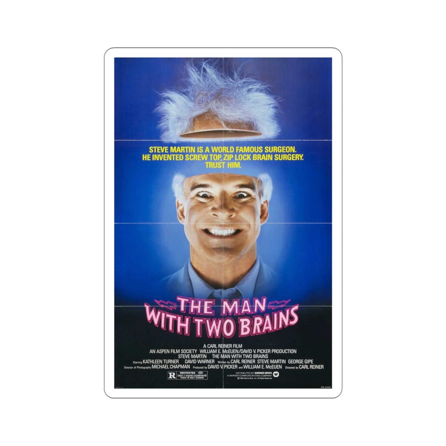 The Man with Two Brains 1983 Movie Poster STICKER Vinyl Die-Cut Decal-4 Inch-The Sticker Space