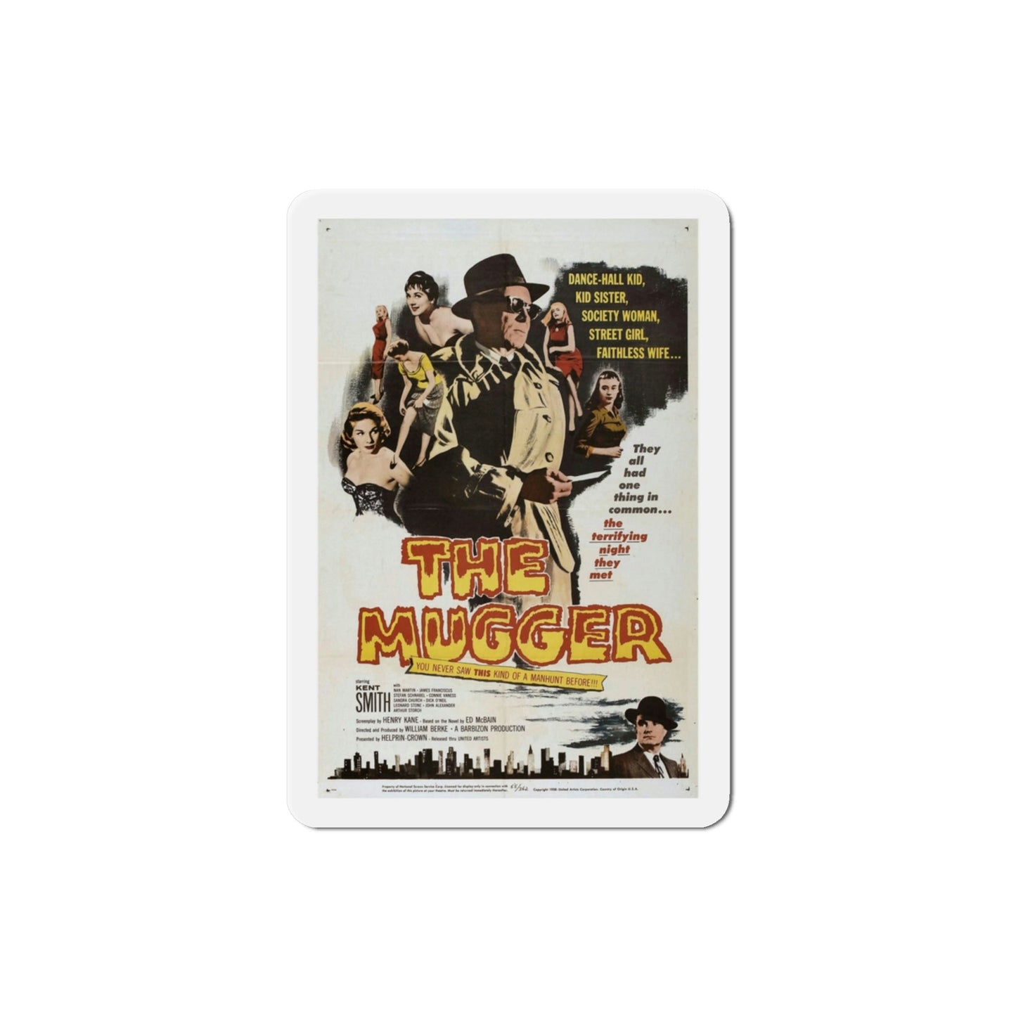 The Mugger 1958 Movie Poster Die-Cut Magnet-3 Inch-The Sticker Space