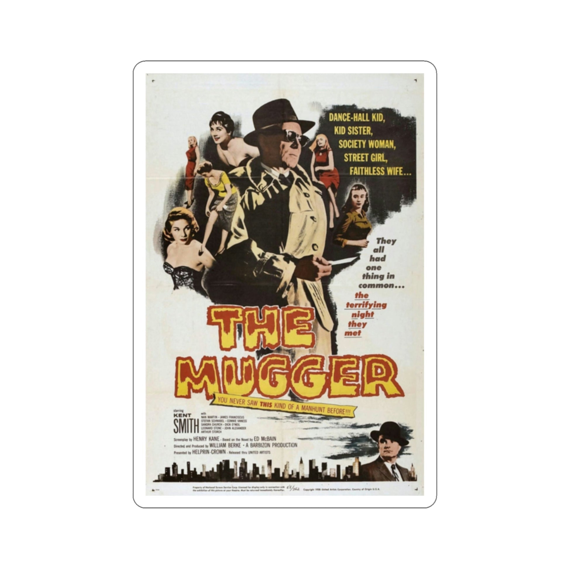 The Mugger 1958 Movie Poster STICKER Vinyl Die-Cut Decal-2 Inch-The Sticker Space