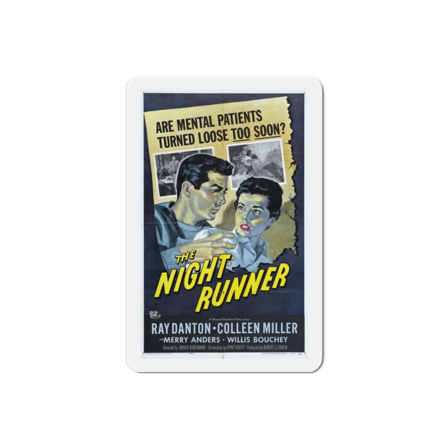 The Night Runner 1957 Movie Poster Die-Cut Magnet-2 Inch-The Sticker Space