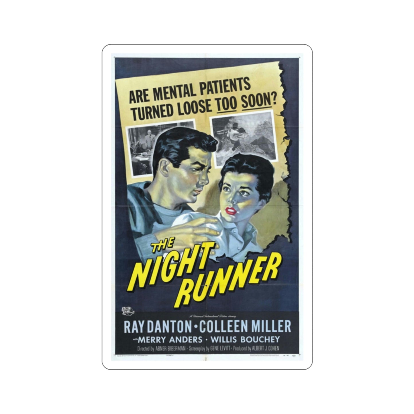 The Night Runner 1957 Movie Poster STICKER Vinyl Die-Cut Decal-2 Inch-The Sticker Space