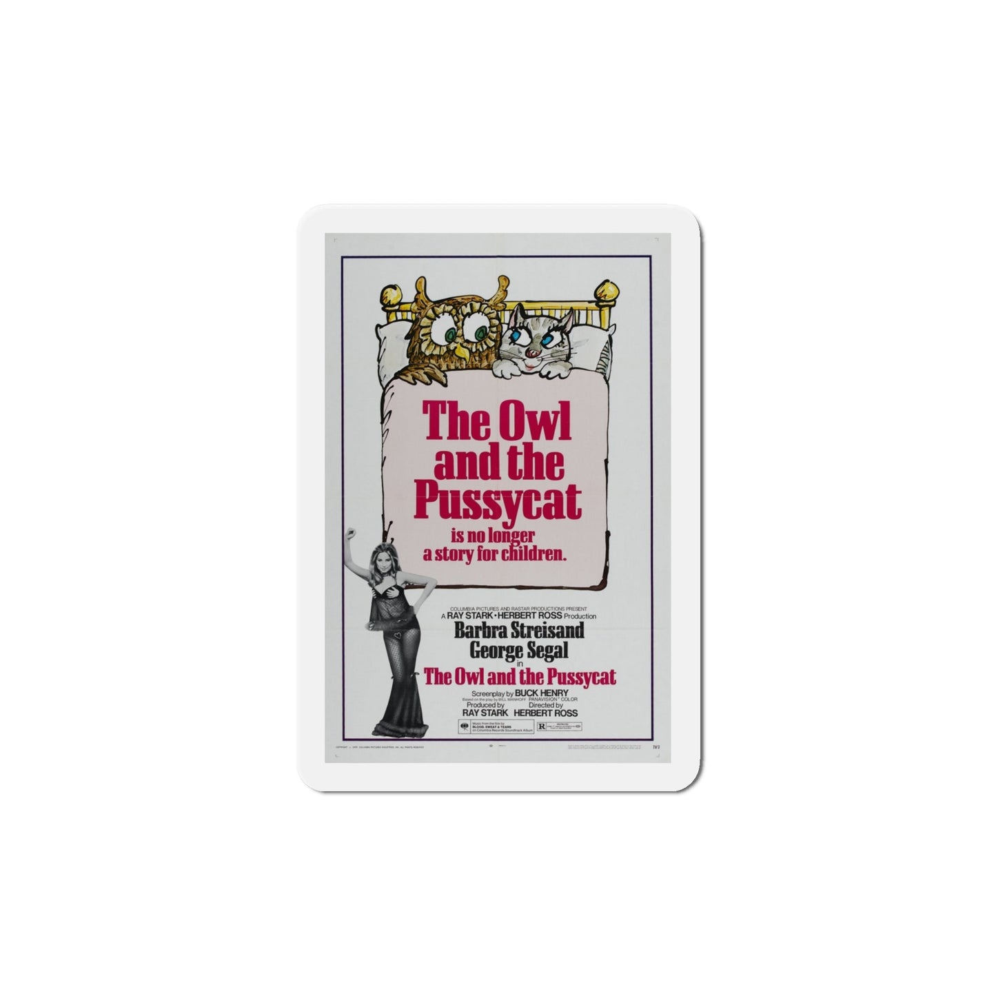 The Owl and the Pussycat 1970 Movie Poster Die-Cut Magnet-6 Inch-The Sticker Space