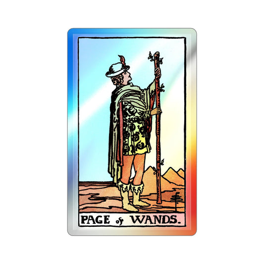The Page of Wands (Tarot Card) Holographic STICKER Die-Cut Vinyl Decal-6 Inch-The Sticker Space