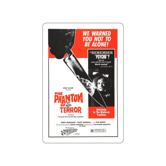 THE PHANTOM OF TERROR (THE BIRD WITH THE CRYSTAL PLUMAGE) 1970 Movie Poster STICKER Vinyl Die-Cut Decal-White-The Sticker Space