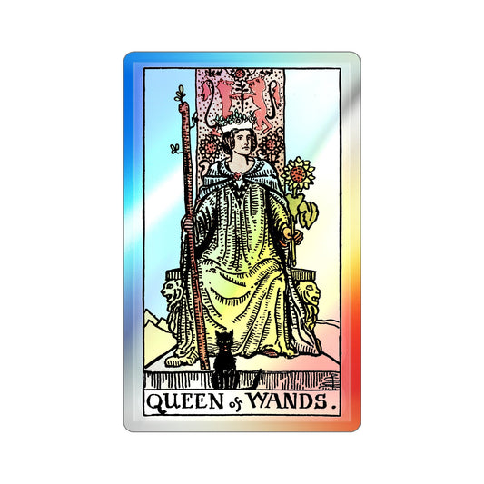 The Queen of Wands (Tarot Card) Holographic STICKER Die-Cut Vinyl Decal-The Sticker Space