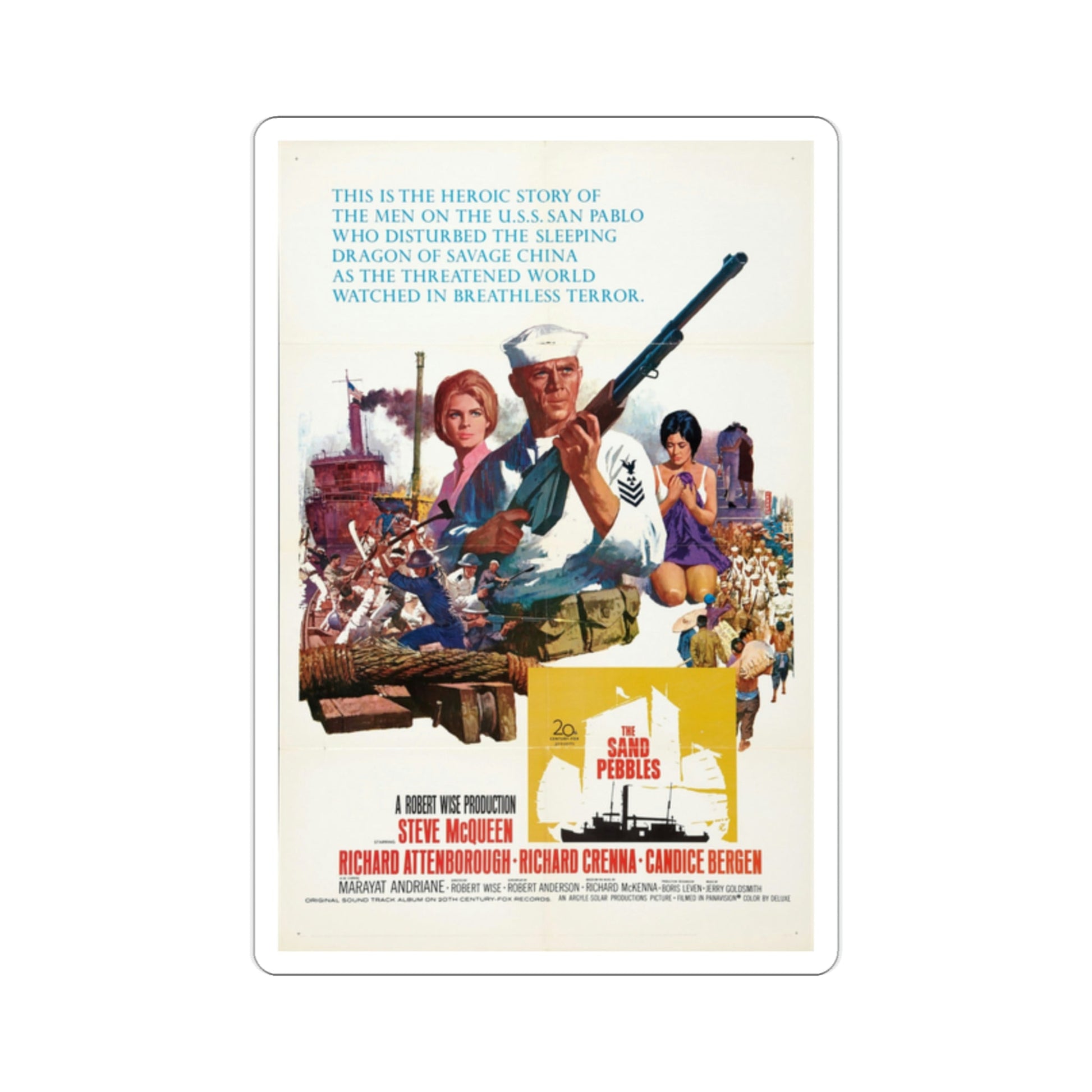 The Sand Pebbles 1966 Movie Poster STICKER Vinyl Die-Cut Decal-2 Inch-The Sticker Space