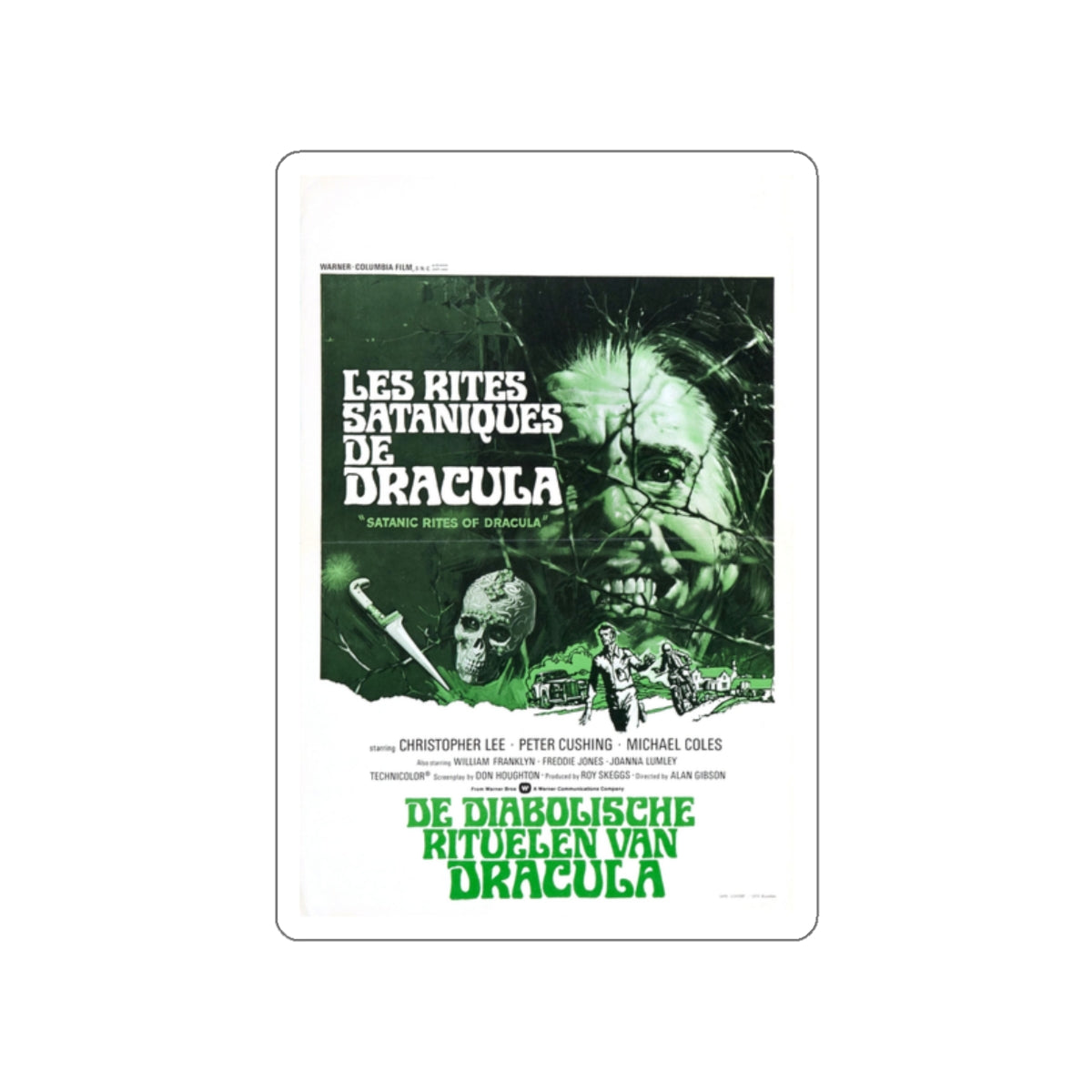 THE SATANIC RITES OF DRACULA (DUTCH) 1973 Movie Poster STICKER Vinyl Die-Cut Decal-White-The Sticker Space