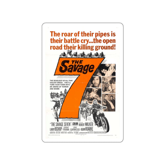 THE SAVAGE SEVEN 1968 Movie Poster STICKER Vinyl Die-Cut Decal-White-The Sticker Space