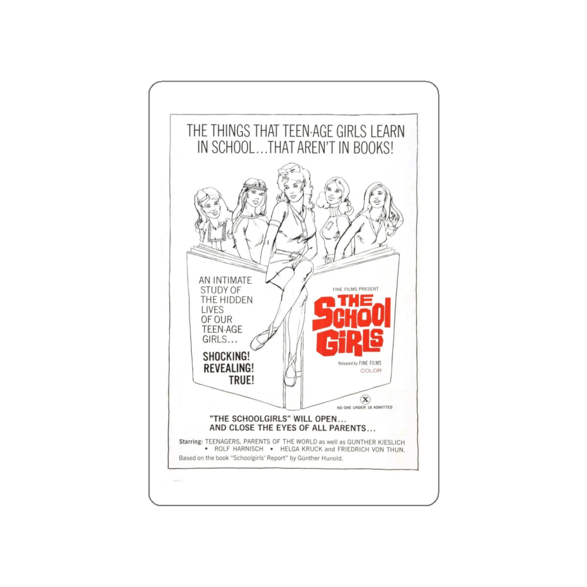 THE SCHOOLGIRLS (SCHOOLGIRL REPORT) 1970 Movie Poster STICKER Vinyl Die-Cut Decal-White-The Sticker Space