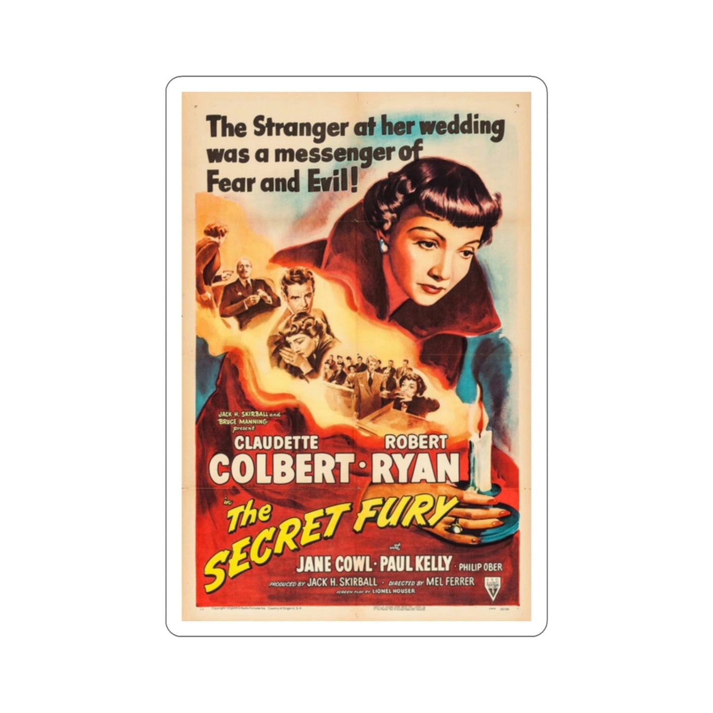 The Secret Fury 1950 Movie Poster STICKER Vinyl Die-Cut Decal-2 Inch-The Sticker Space