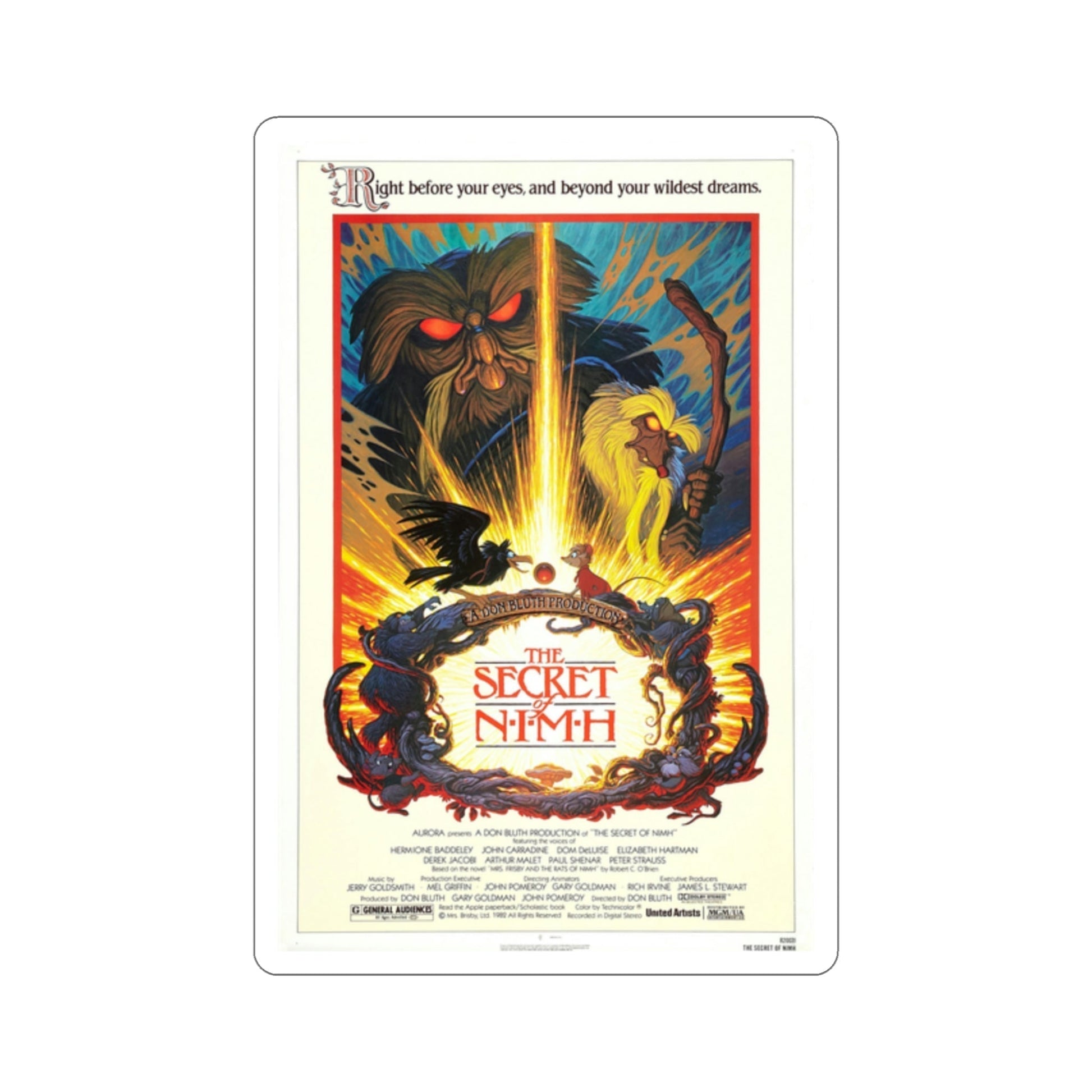 The Secret of NIMH 1982 Movie Poster STICKER Vinyl Die-Cut Decal-2 Inch-The Sticker Space