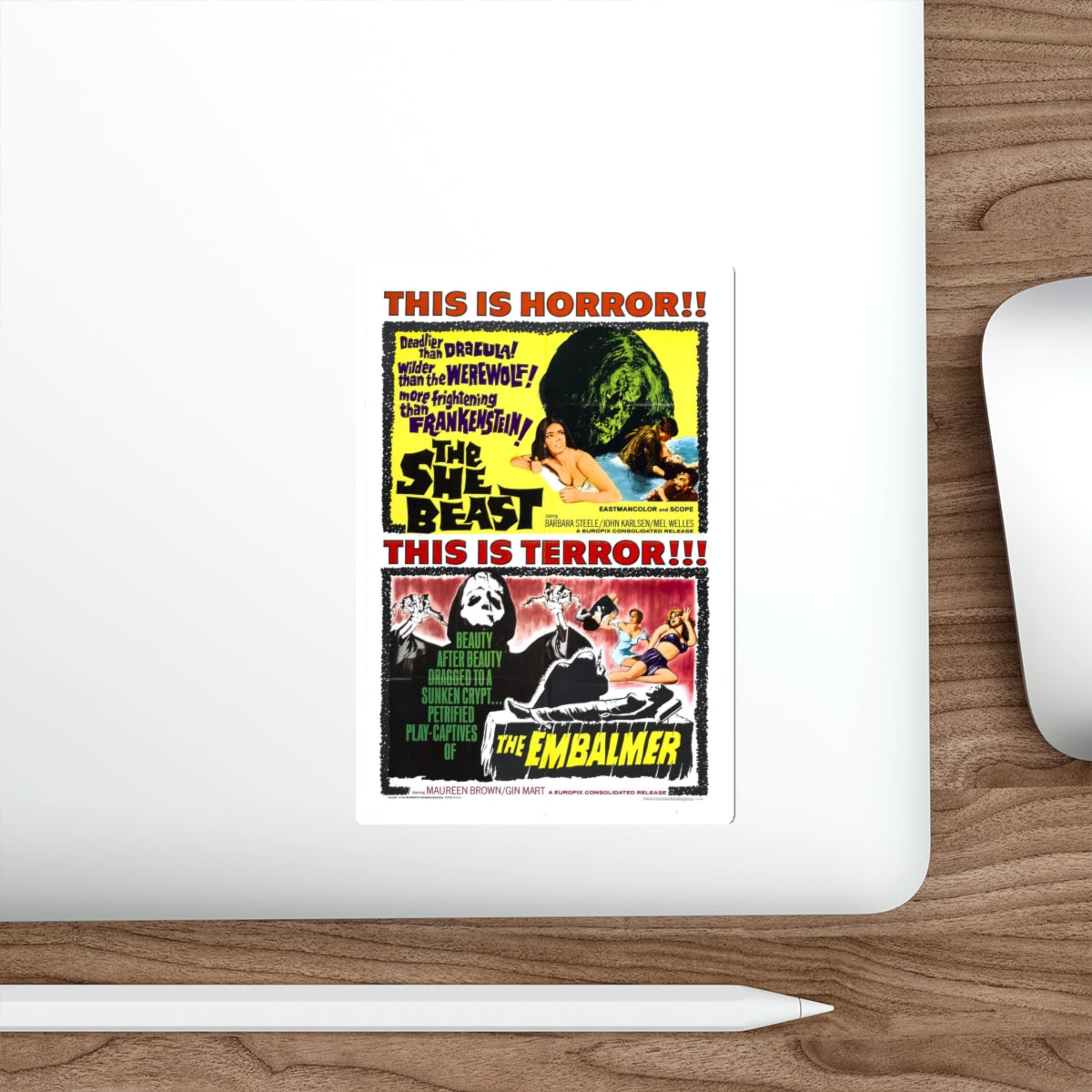 THE SHE BEAST + THE EMBALMER 1966 Movie Poster STICKER Vinyl Die-Cut Decal-The Sticker Space