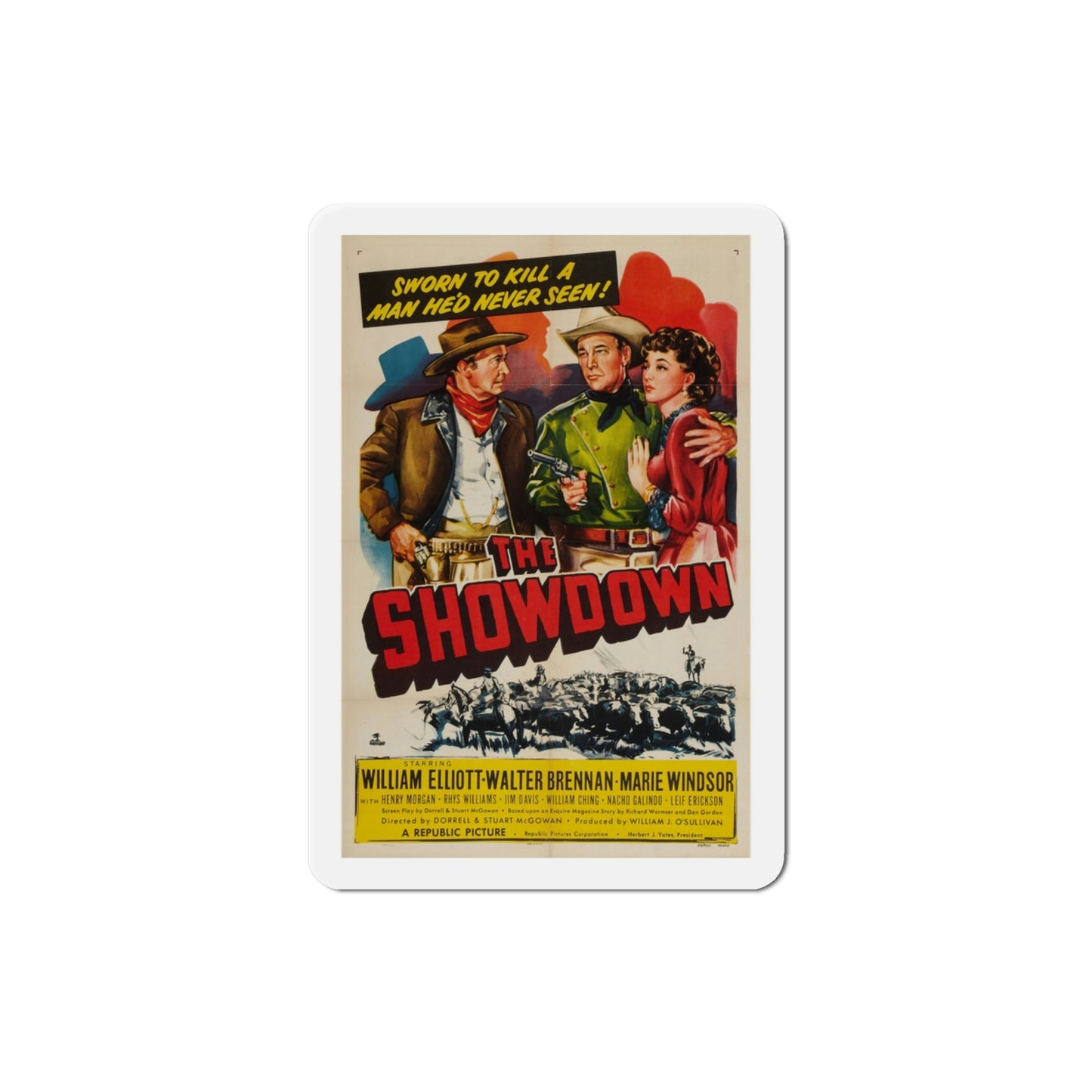 The Showdown 1950 Movie Poster Die-Cut Magnet-3 Inch-The Sticker Space
