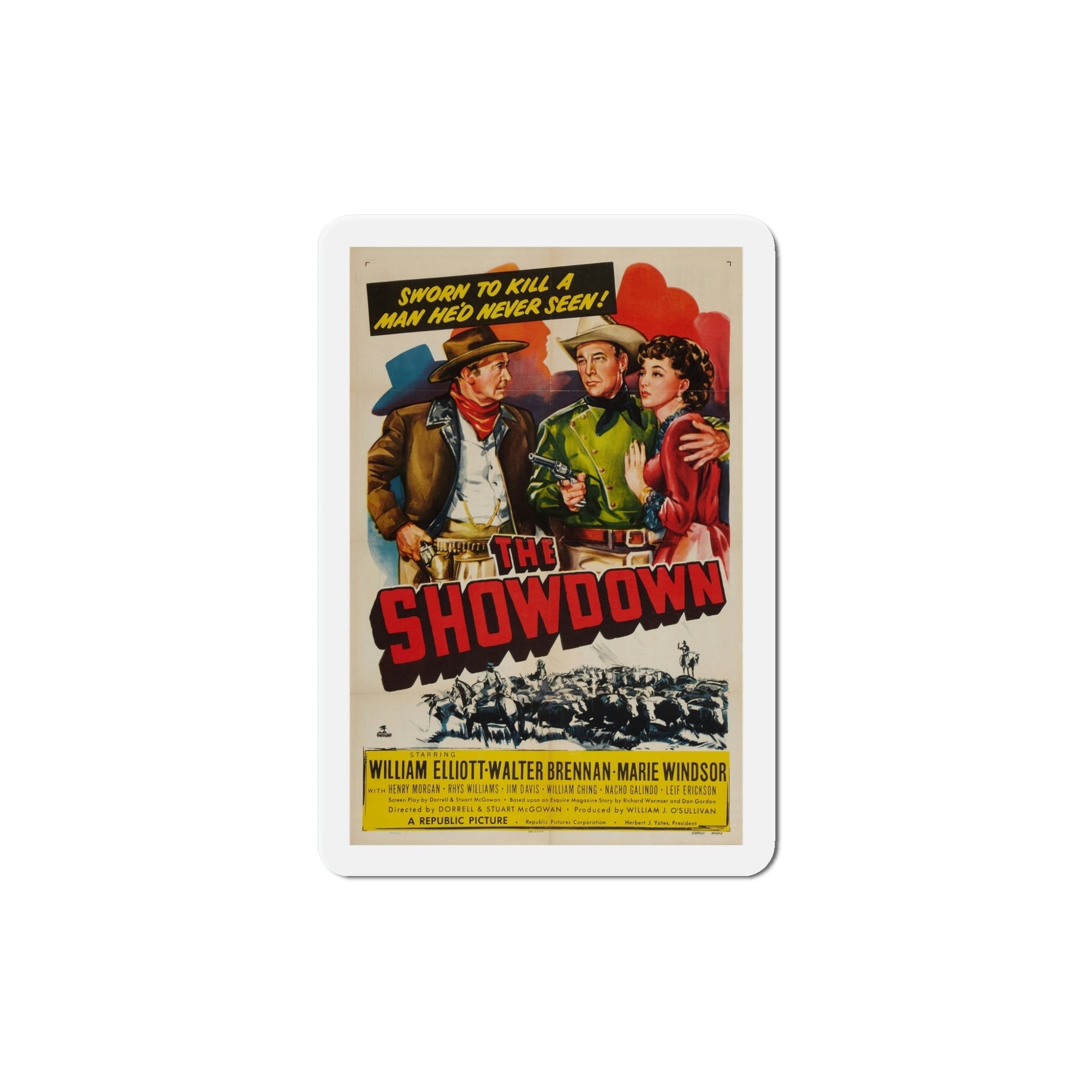 The Showdown 1950 Movie Poster Die-Cut Magnet-5 Inch-The Sticker Space