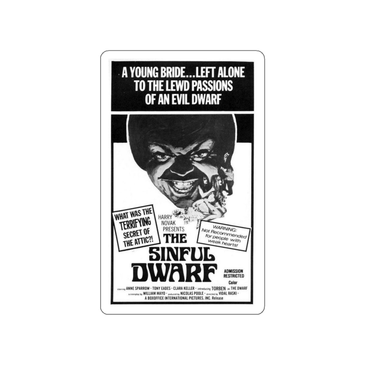 THE SINFUL DWARF 1973 Movie Poster STICKER Vinyl Die-Cut Decal-White-The Sticker Space