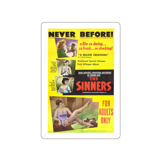 THE SINNERS 1949 Movie Poster STICKER Vinyl Die-Cut Decal-White-The Sticker Space
