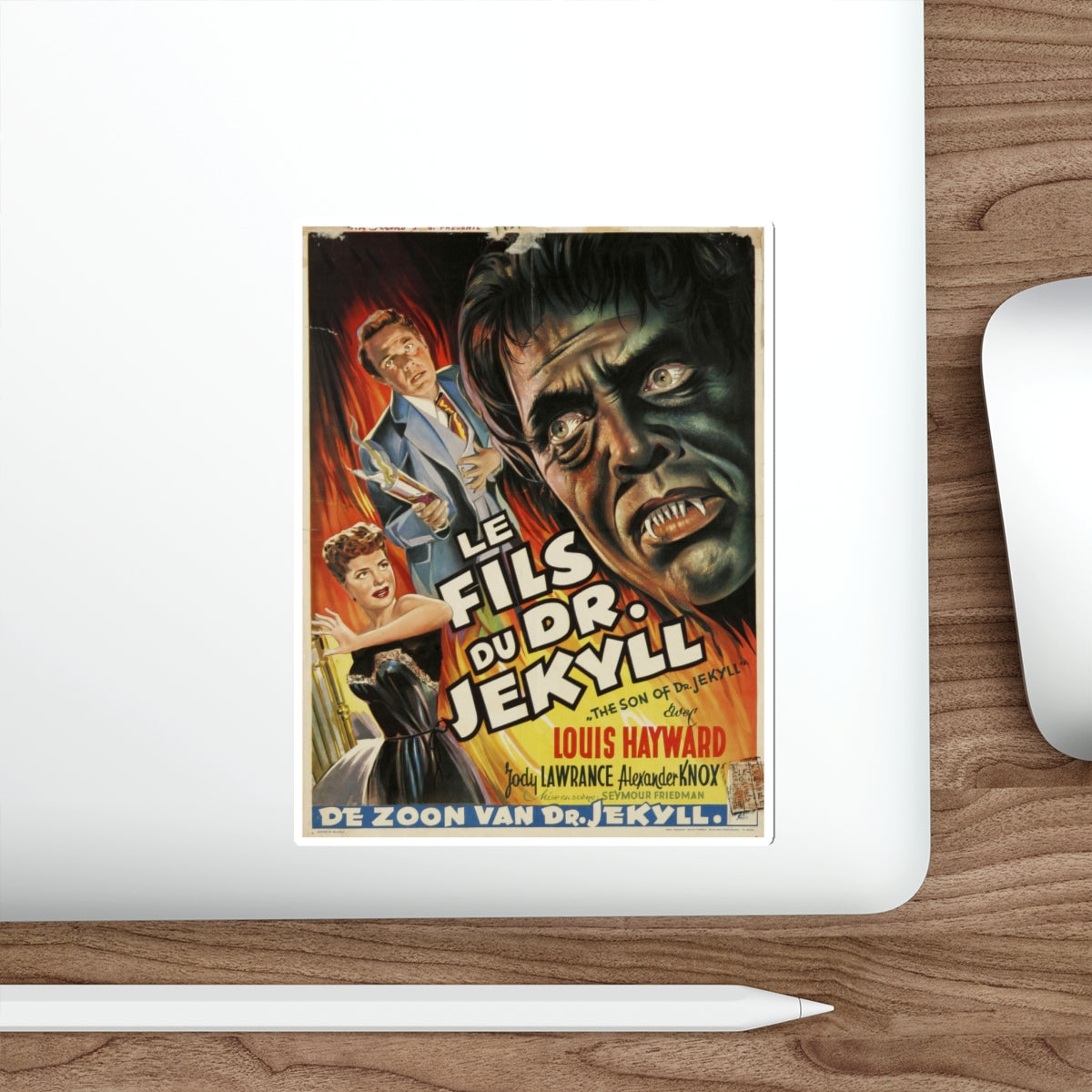 THE SON OF DR JEKYLL (BELGIAN) 1951 Movie Poster STICKER Vinyl Die-Cut Decal-The Sticker Space