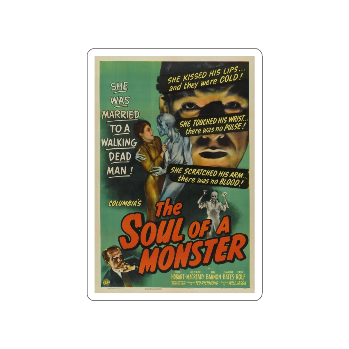 THE SOUL OF A MONSTER 1944 Movie Poster STICKER Vinyl Die-Cut Decal-White-The Sticker Space