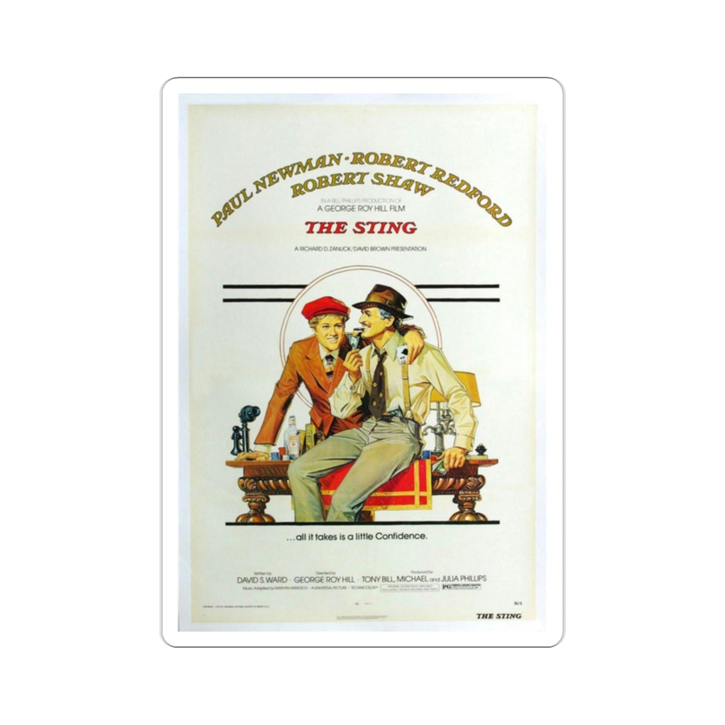The Sting 1973 Movie Poster STICKER Vinyl Die-Cut Decal-2 Inch-The Sticker Space