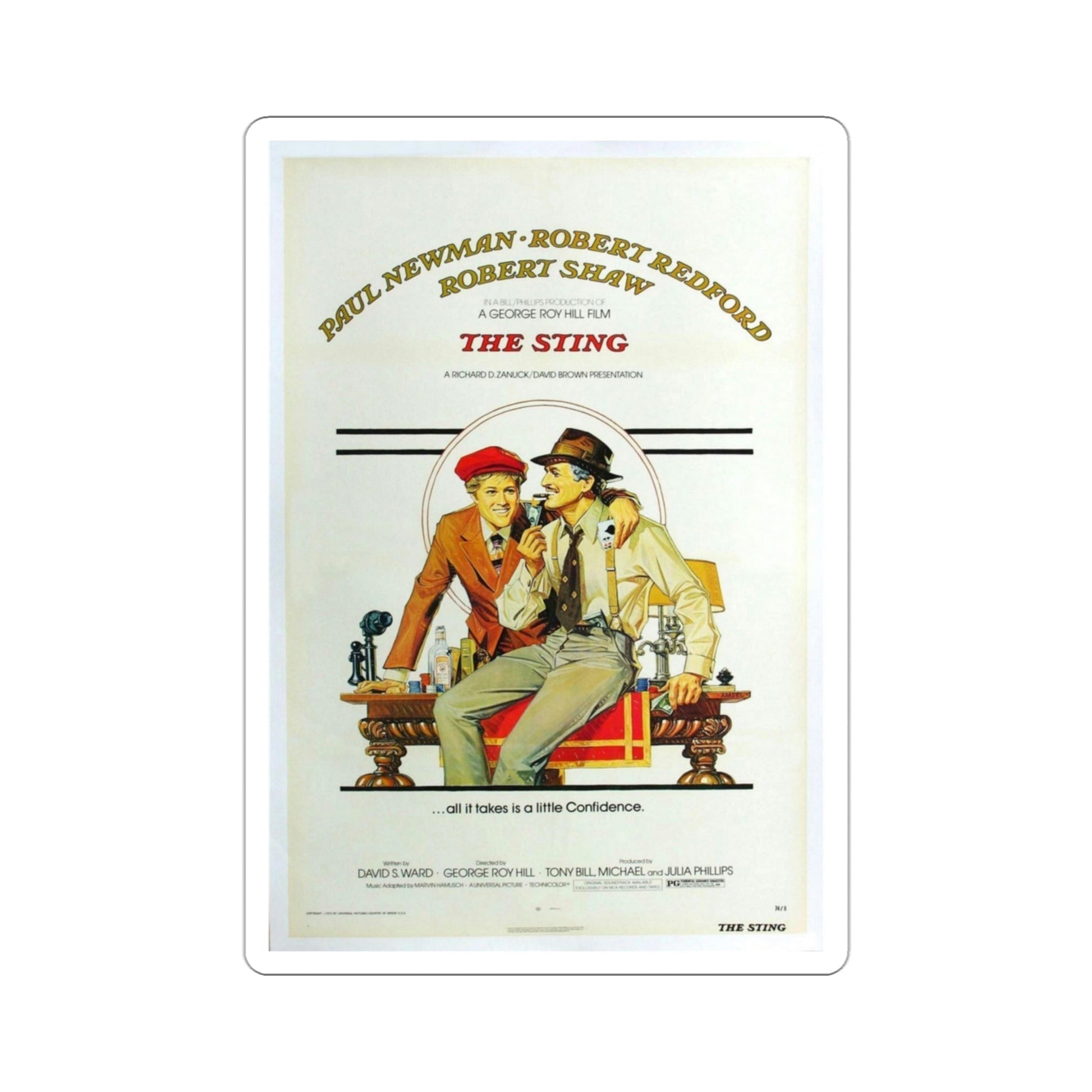 The Sting 1973 Movie Poster STICKER Vinyl Die-Cut Decal-3 Inch-The Sticker Space