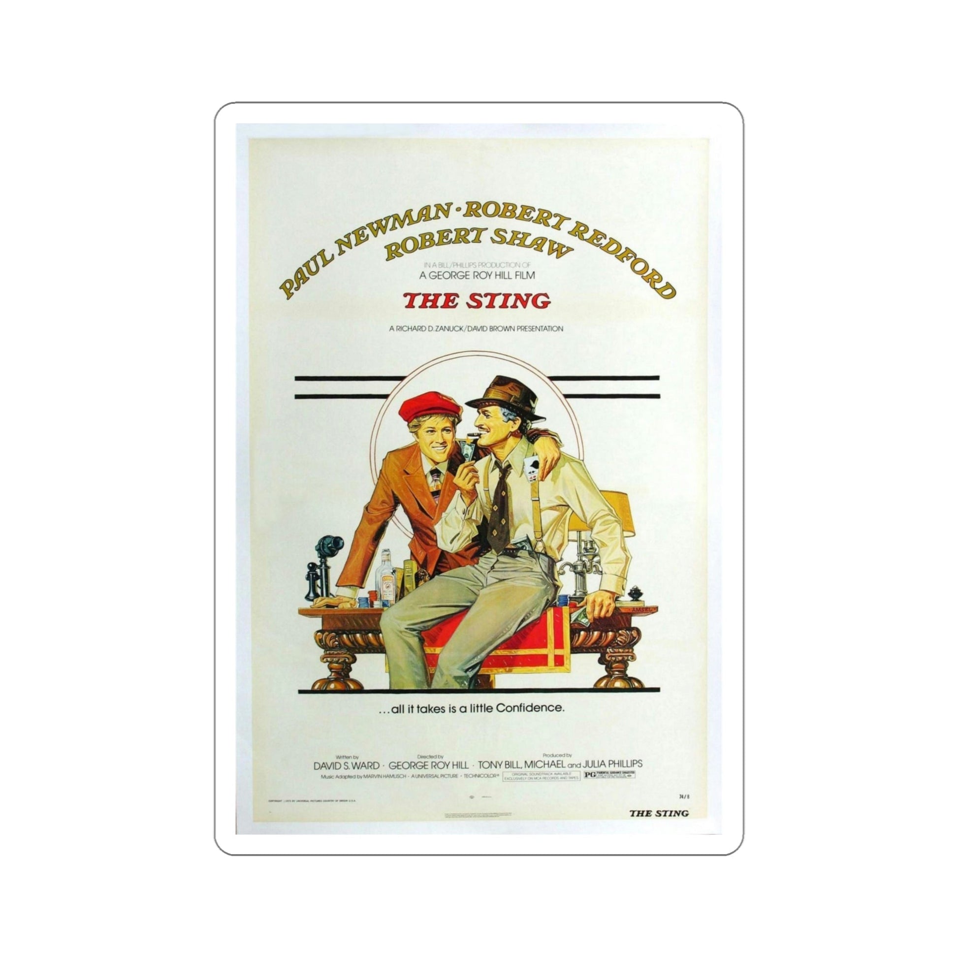 The Sting 1973 Movie Poster STICKER Vinyl Die-Cut Decal-5 Inch-The Sticker Space